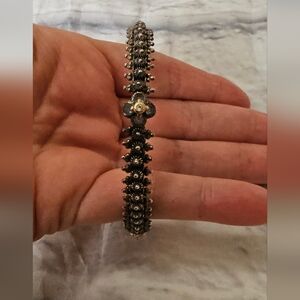 Barbara Bixby 925 18k Gold  Lotus And Blue Topaz Bangle Bracelet